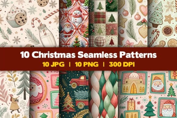 Christmas 10 Seamless Patterns Bundle