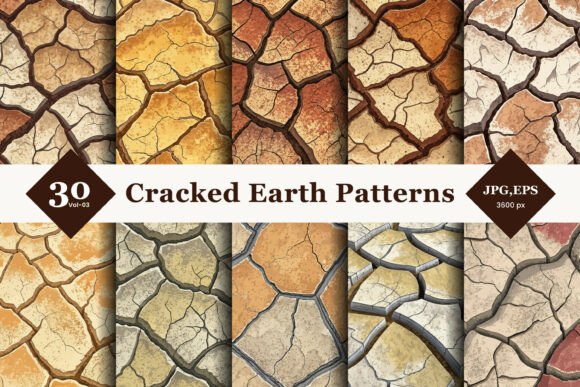 Cracked Earth Style Seamless Patterns 03