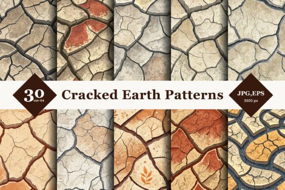 Cracked Earth Style Seamless Patterns 04