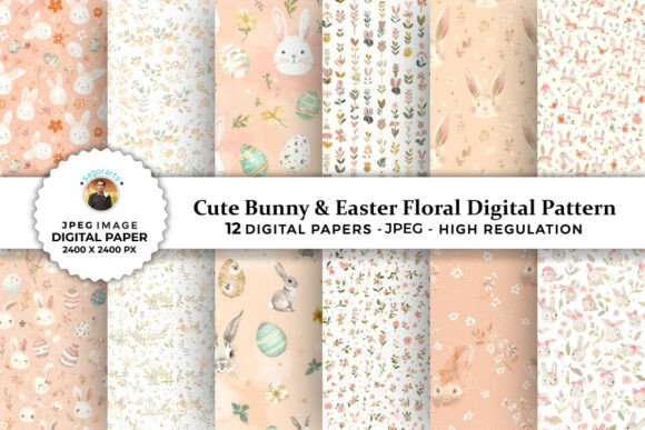 Cute Bunny Easter Digital Patterns