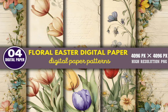 Elevate Your Spring Projects with Floral Easter Digital Paper Patterns 7