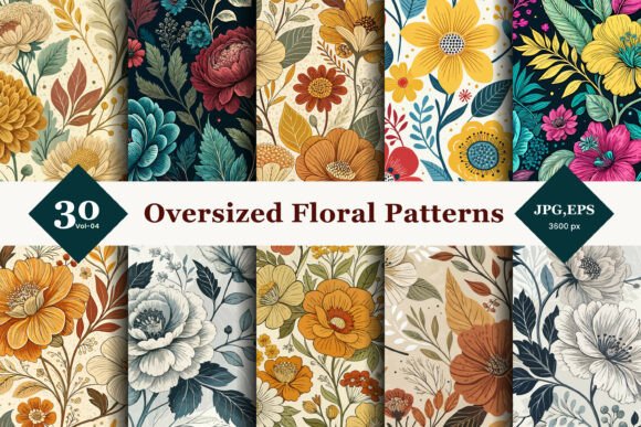 Evaluating Oversized Floral Seamless Patterns 04 for Professional Design Projects