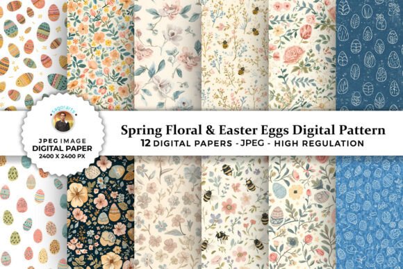 Floral Easter Eggs Digital Patterns