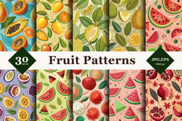 Fruit Seamless Patterns 03: Elevate Your Creative Projects with Vibrant, Hand-Drawn Designs