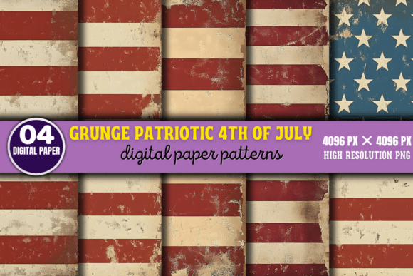 Grunge Patriotic 4th of July Patterns 5: Elevating Your Holiday Designs