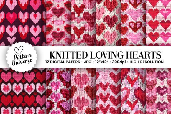 Knitted Loving Hearts Seamless Patterns