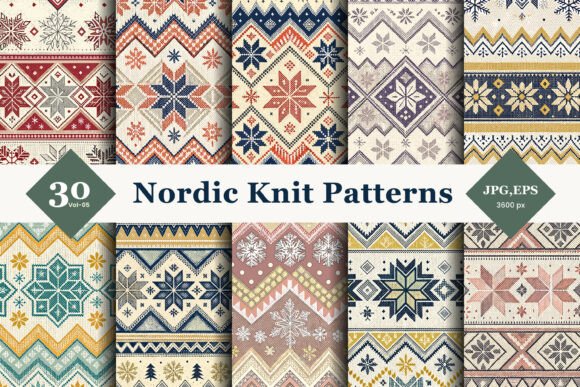 Nordic Knit Seamless Patterns 05