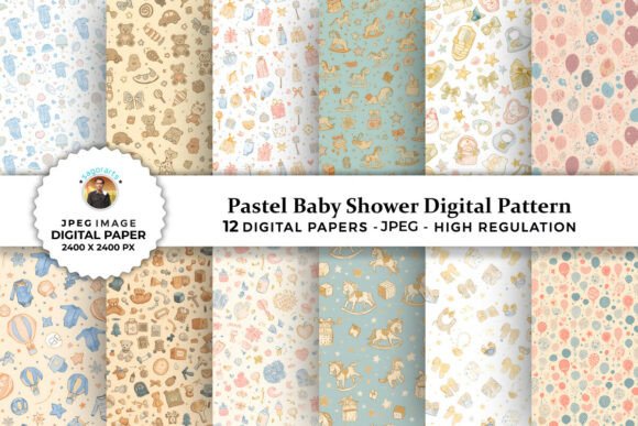 Pastel Baby Shower Digital Patterns