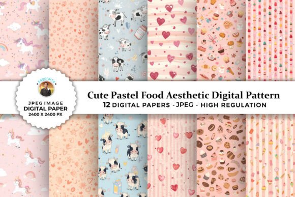 Pastel Food Aesthetic Digital Patterns
