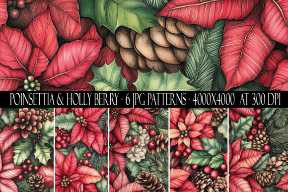 Poinsettia and Holly Berry Patterns