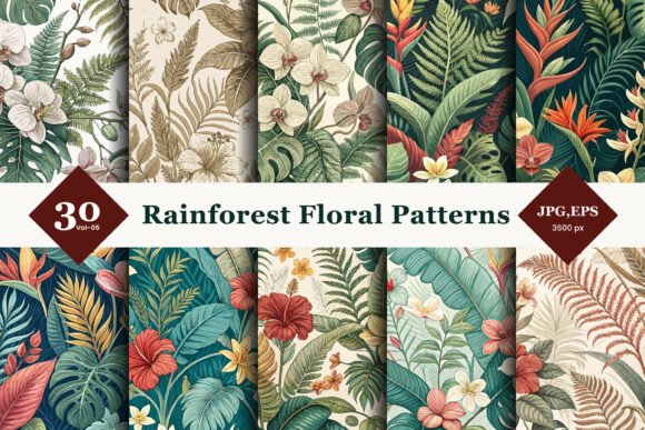 Rainforest Floral Seamless Patterns 05: Elevate Your Design Workflow
