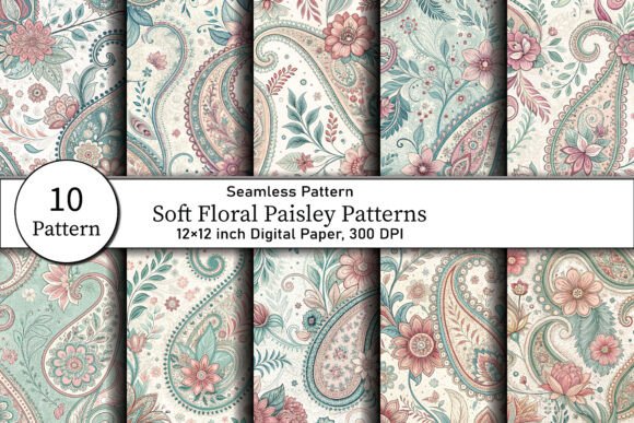 Soft Floral Paisley Patterns: Elevating Digital Design with Timeless Elegance